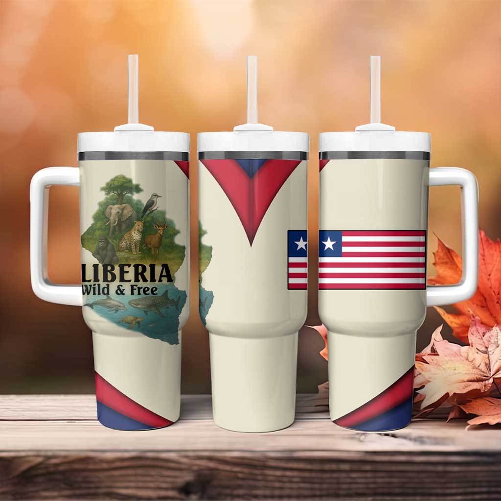Liberia Wildlife Tumbler With Handle African Safari and Ocean Marine Life TS04