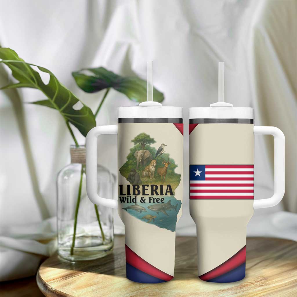 Liberia Wildlife Tumbler With Handle African Safari and Ocean Marine Life TS04