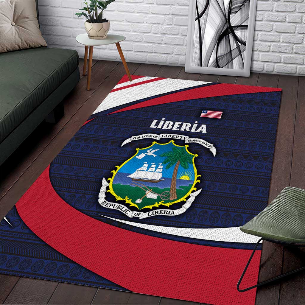 Liberia National Emblem Area Rug Tribal Pattern and Heritage Colors TS04