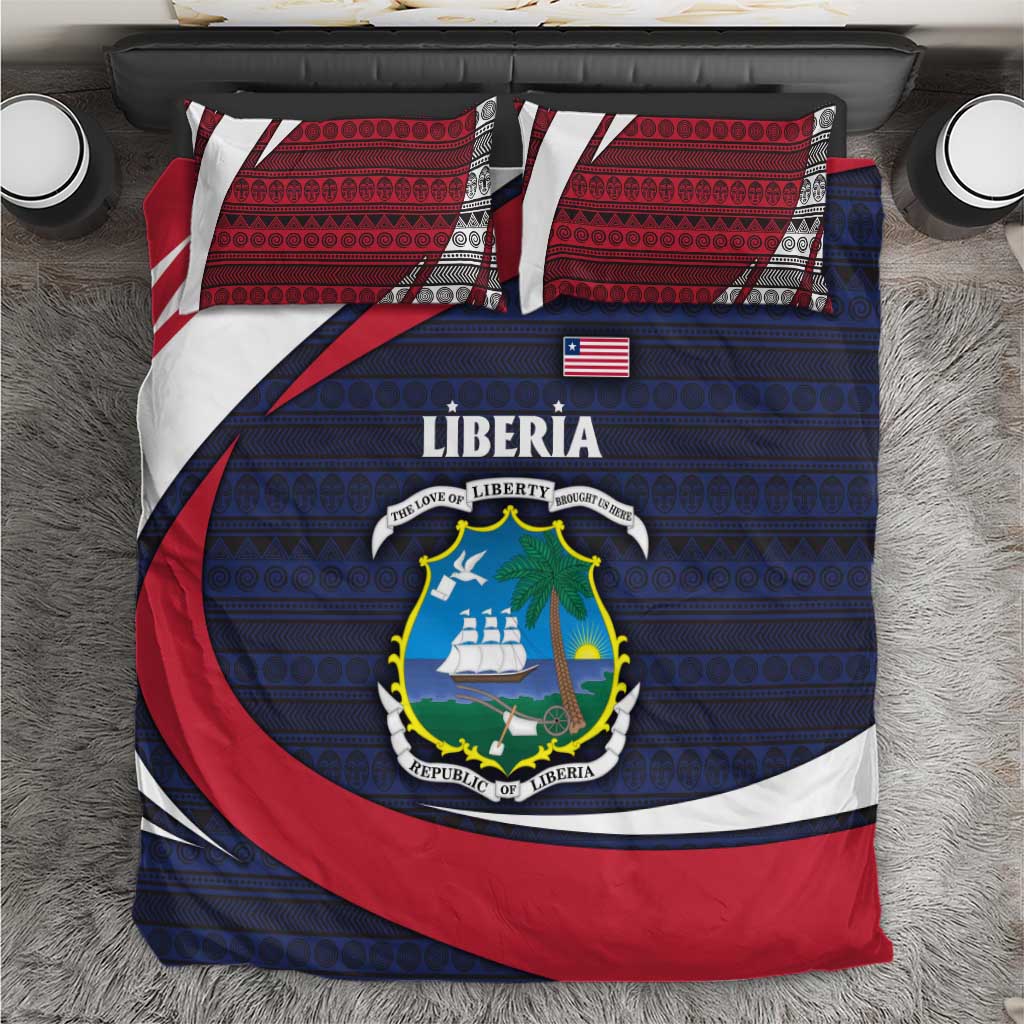 Liberia National Emblem Bedding Set Tribal Pattern and Heritage Colors TS04