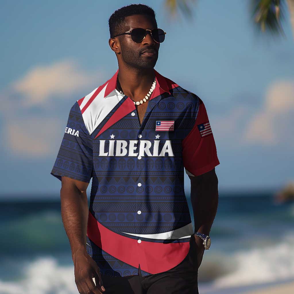Liberia National Emblem Hawaiian Shirt Tribal Pattern and Heritage Colors TS04