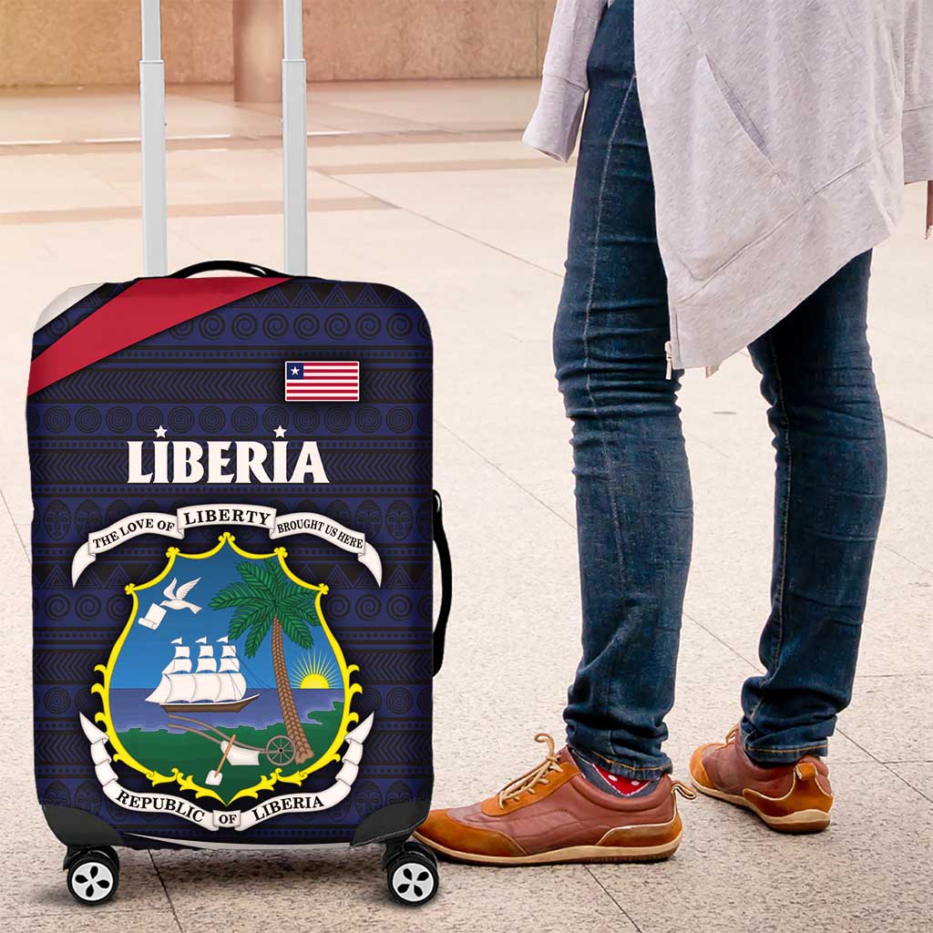 Liberia National Emblem Luggage Cover with Tribal Pattern and Heritage Colors Design TS04