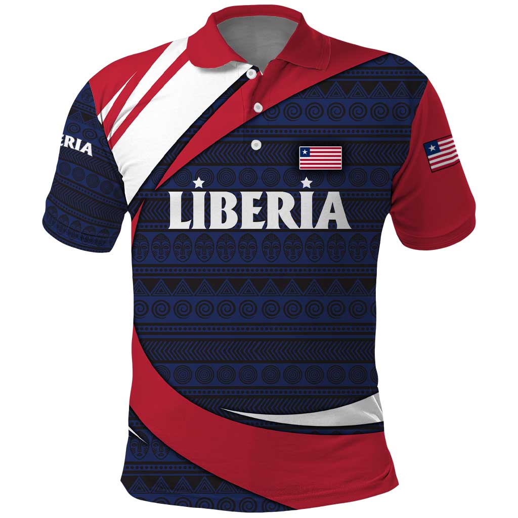 Liberia National Emblem Polo Shirt with Tribal Pattern and Heritage Colors Design TS04