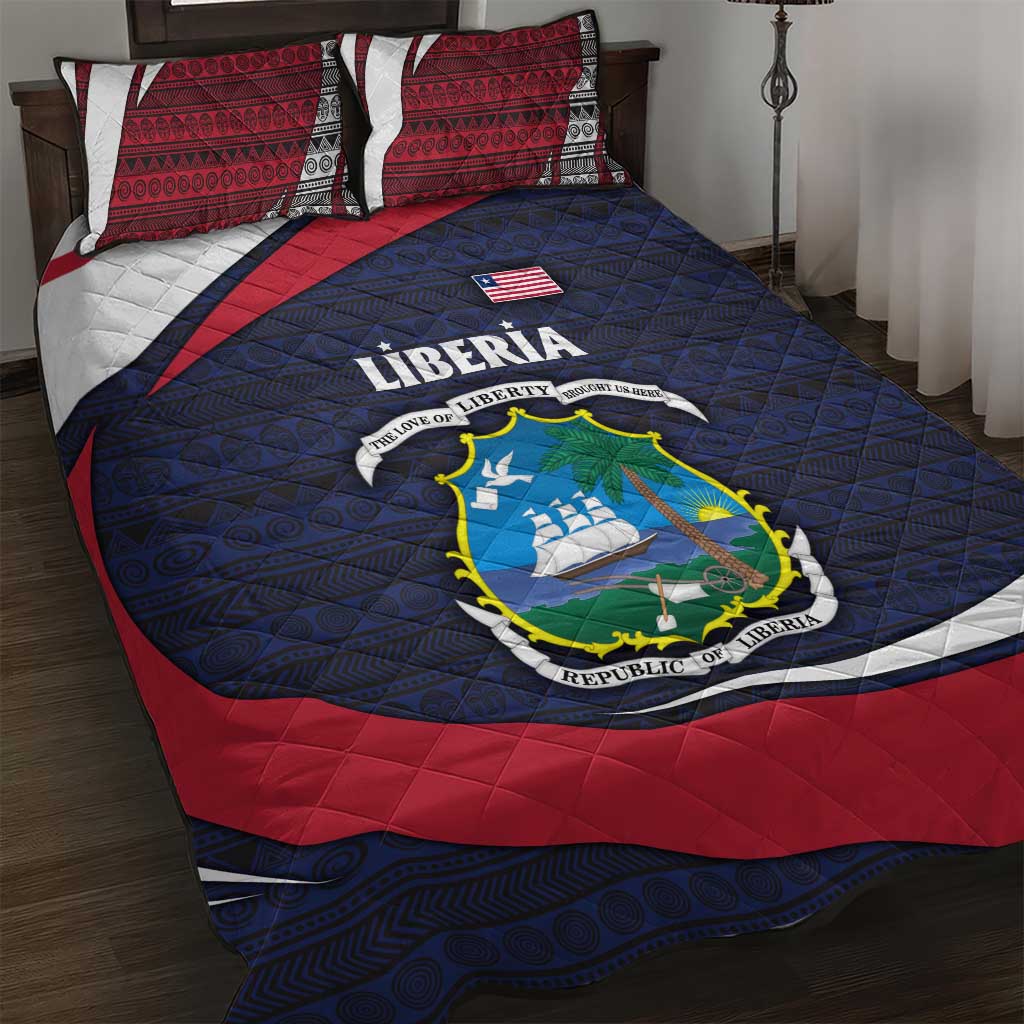 Liberia National Emblem Quilt Bed Set Tribal Pattern and Heritage Colors TS04