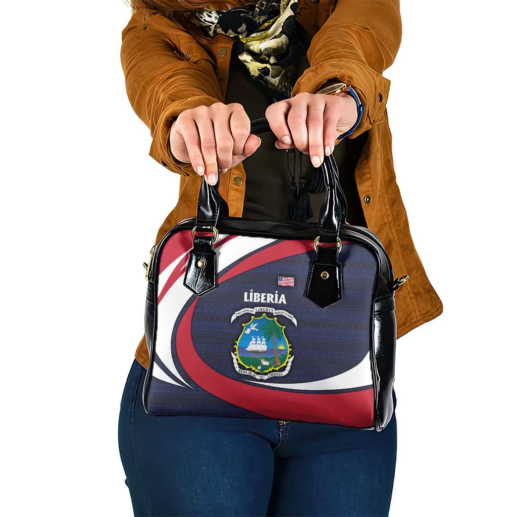 Liberia National Emblem Shoulder Handbag with Tribal Pattern and Heritage Colors Design TS04