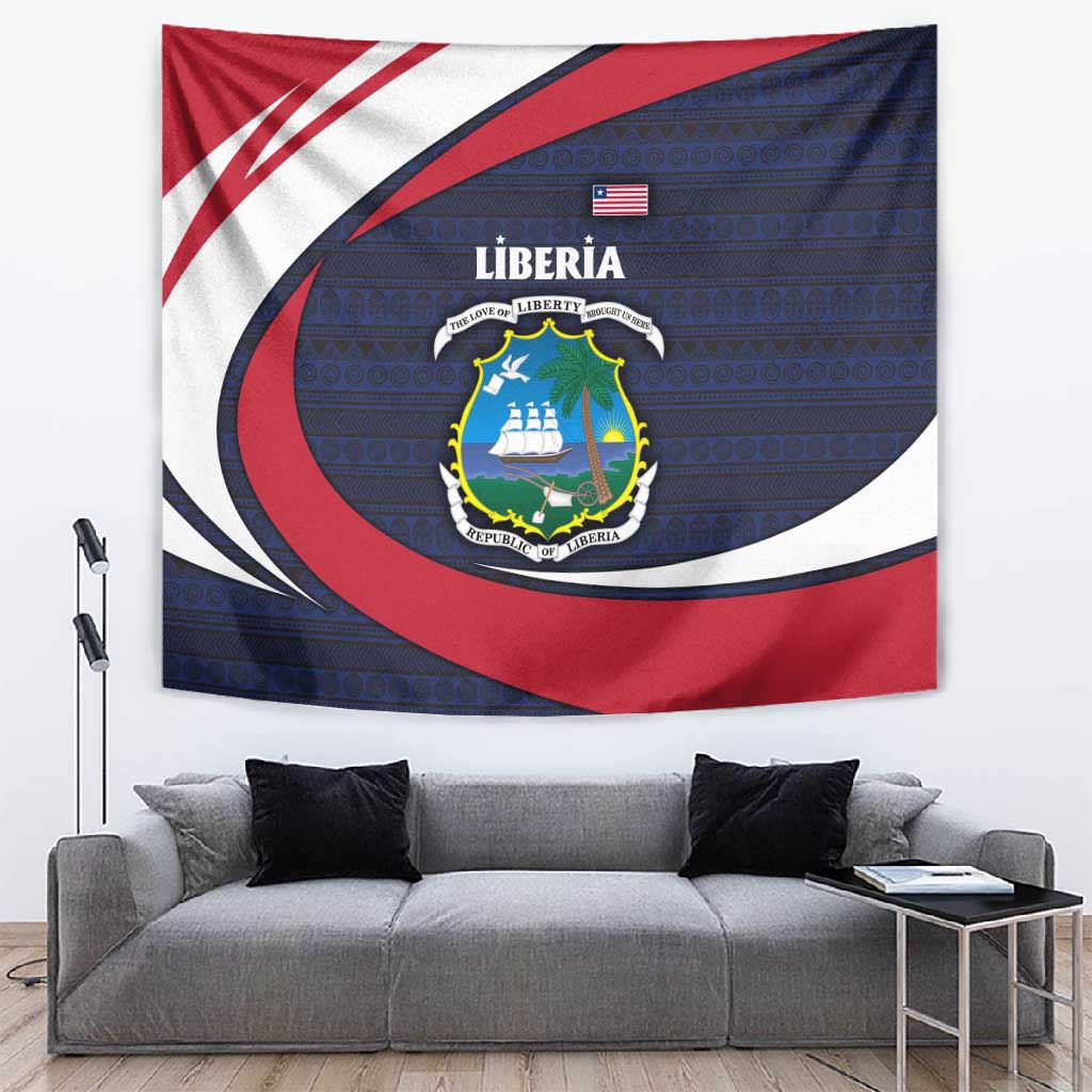 Liberia National Emblem Tapestry Tribal Pattern and Heritage Colors TS04