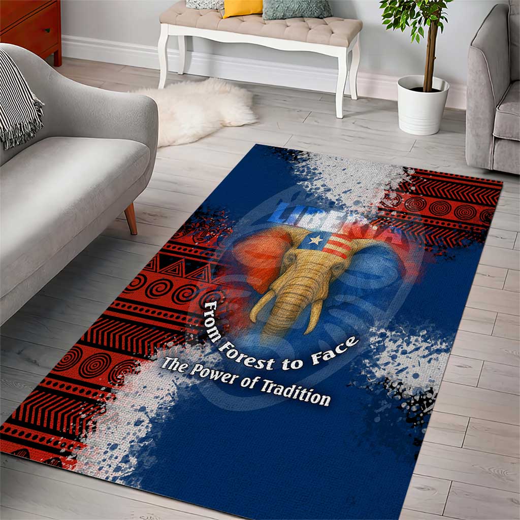 Liberia Elephant Power of Tradition Area Rug Tribal Red Blue Splash TS04
