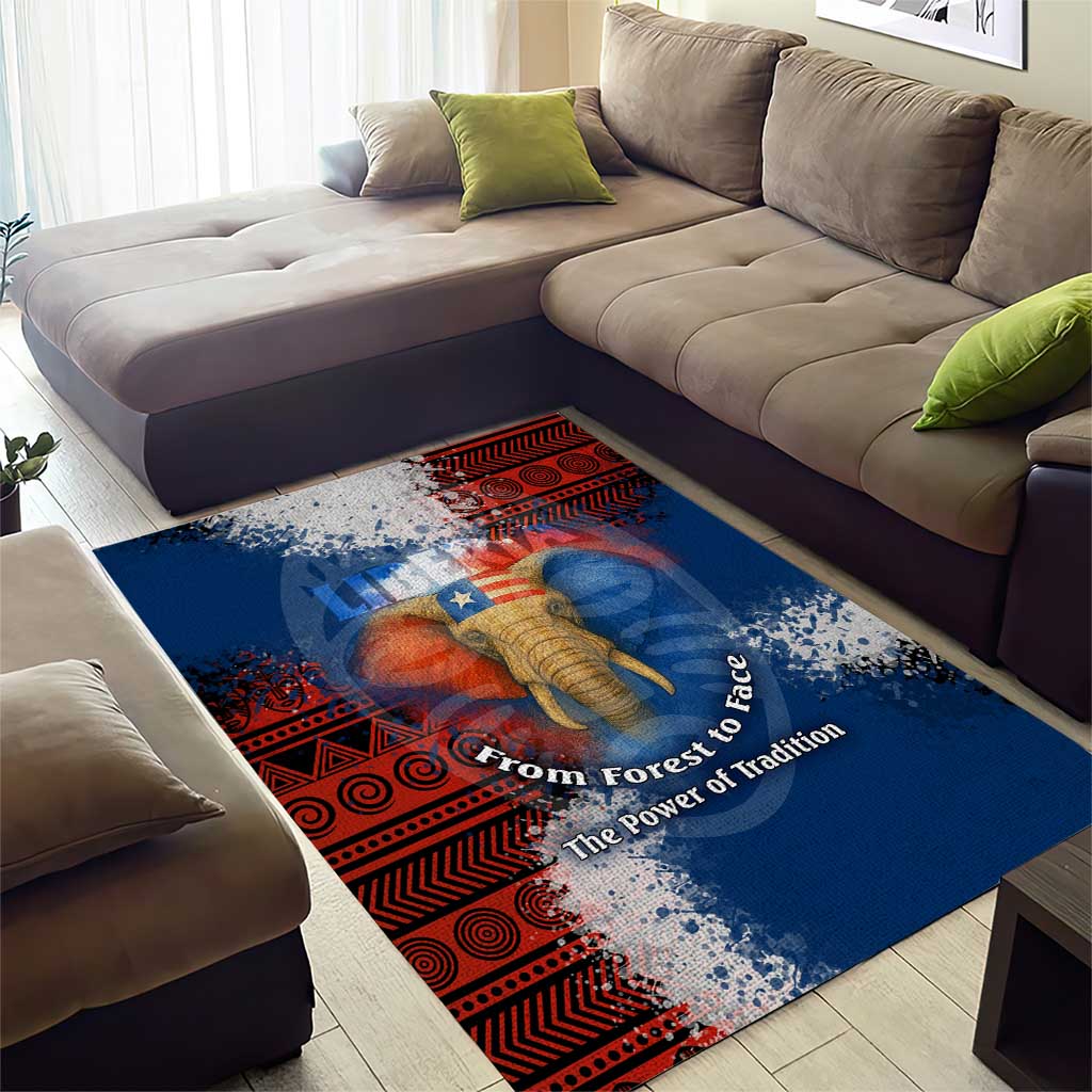 Liberia Elephant Power of Tradition Area Rug Tribal Red Blue Splash TS04