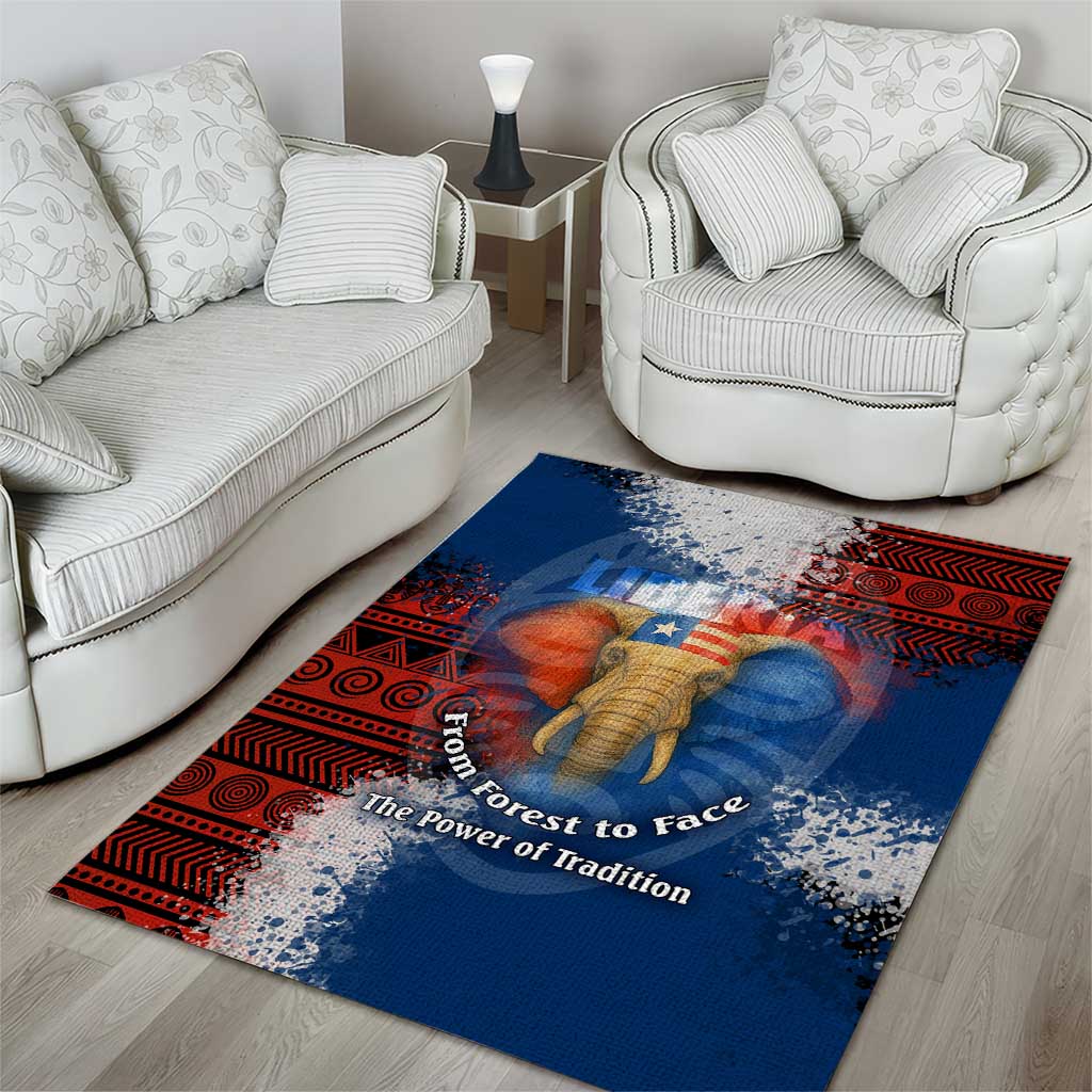 Liberia Elephant Power of Tradition Area Rug Tribal Red Blue Splash TS04