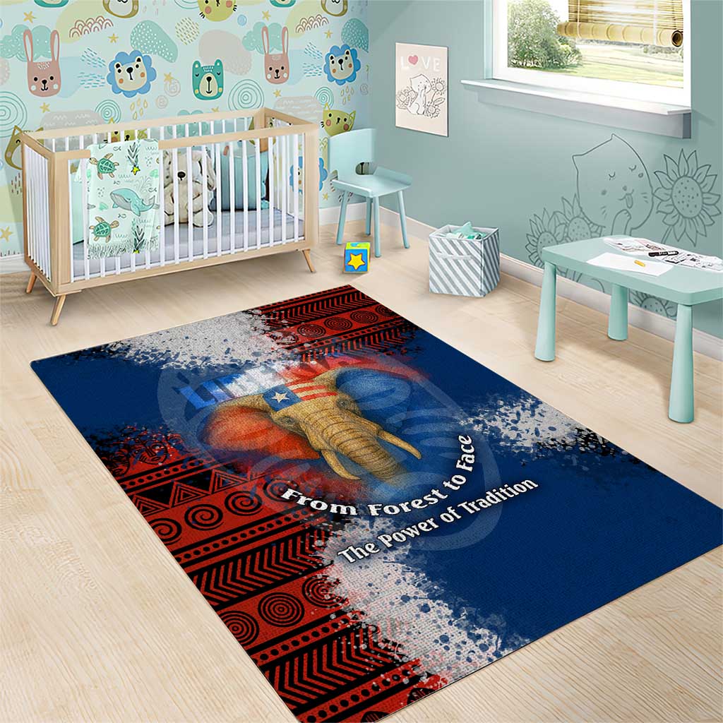Liberia Elephant Power of Tradition Area Rug Tribal Red Blue Splash TS04