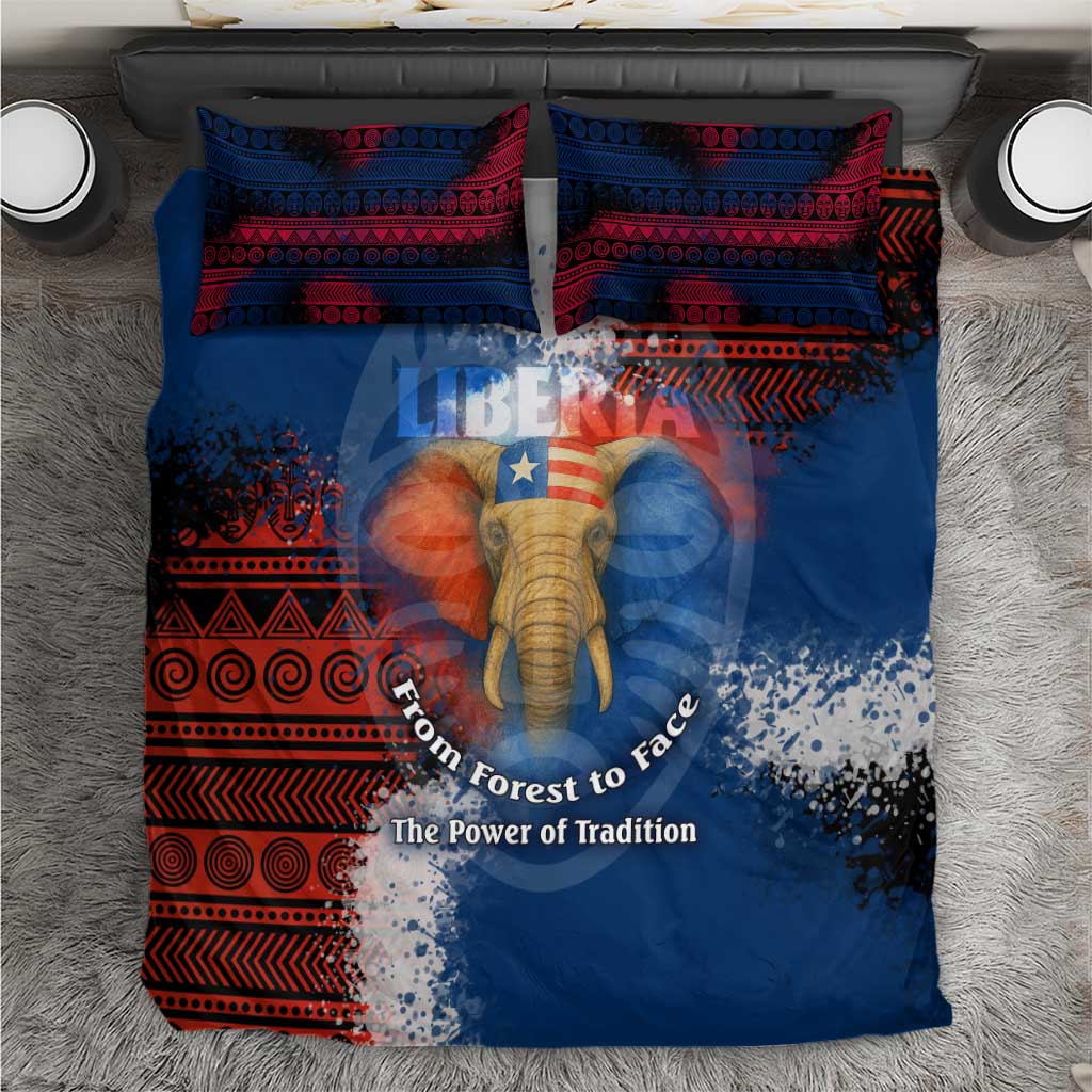 Liberia Elephant Power of Tradition Bedding Set Tribal Red Blue Splash TS04