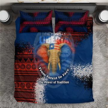 Liberia Elephant Power of Tradition Bedding Set Tribal Red Blue Splash TS04