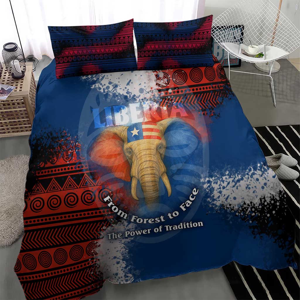 Liberia Elephant Power of Tradition Bedding Set Tribal Red Blue Splash TS04