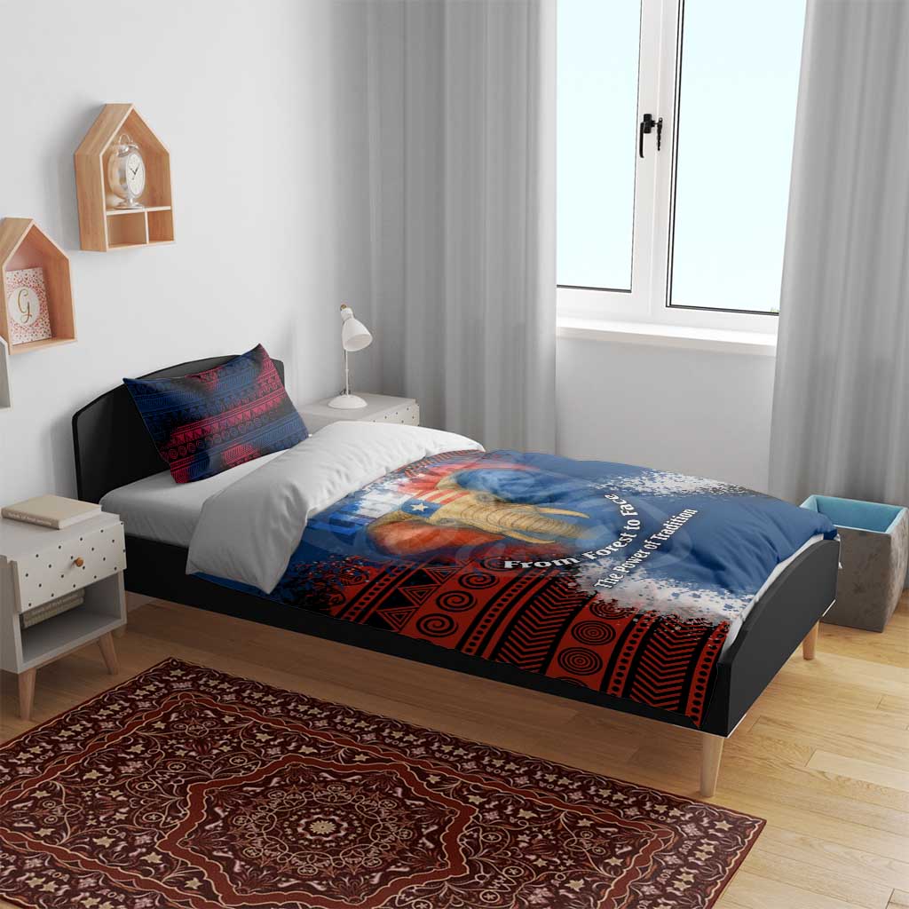 Liberia Elephant Power of Tradition Bedding Set Tribal Red Blue Splash TS04