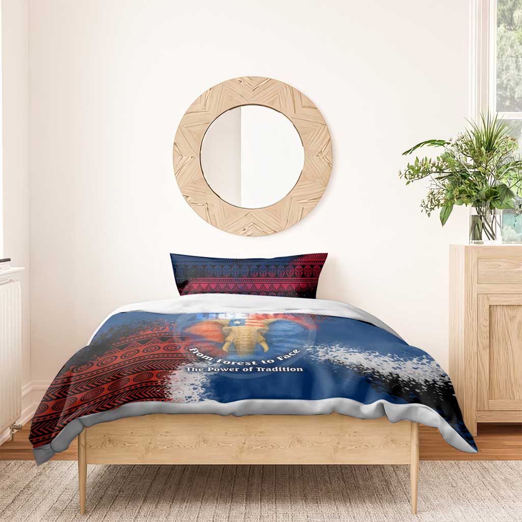 Liberia Elephant Power of Tradition Bedding Set Tribal Red Blue Splash TS04