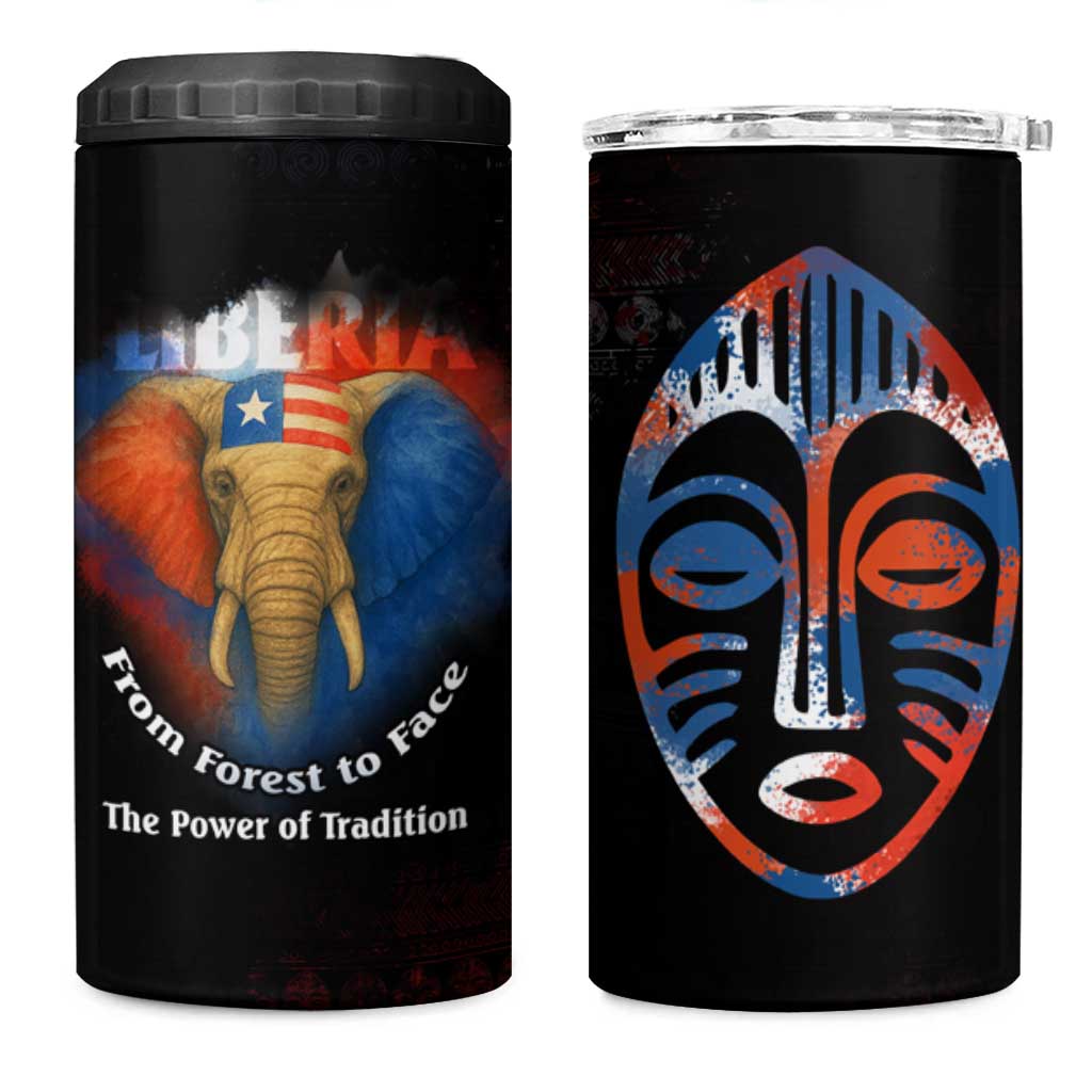 Liberia Elephant Power of Tradition 4 in 1 Can Cooler Tumbler Tribal Red Blue Splash TS04