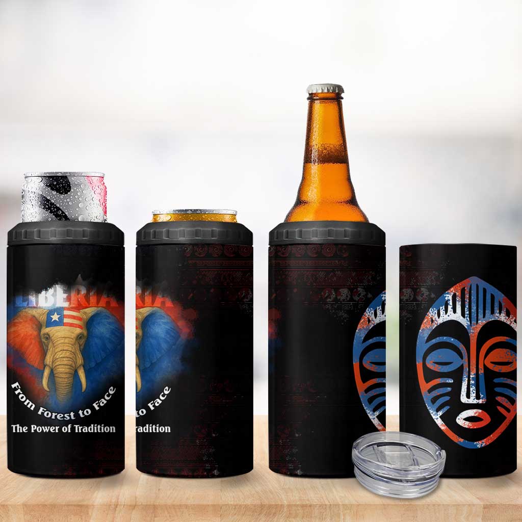 Liberia Elephant Power of Tradition 4 in 1 Can Cooler Tumbler Tribal Red Blue Splash TS04