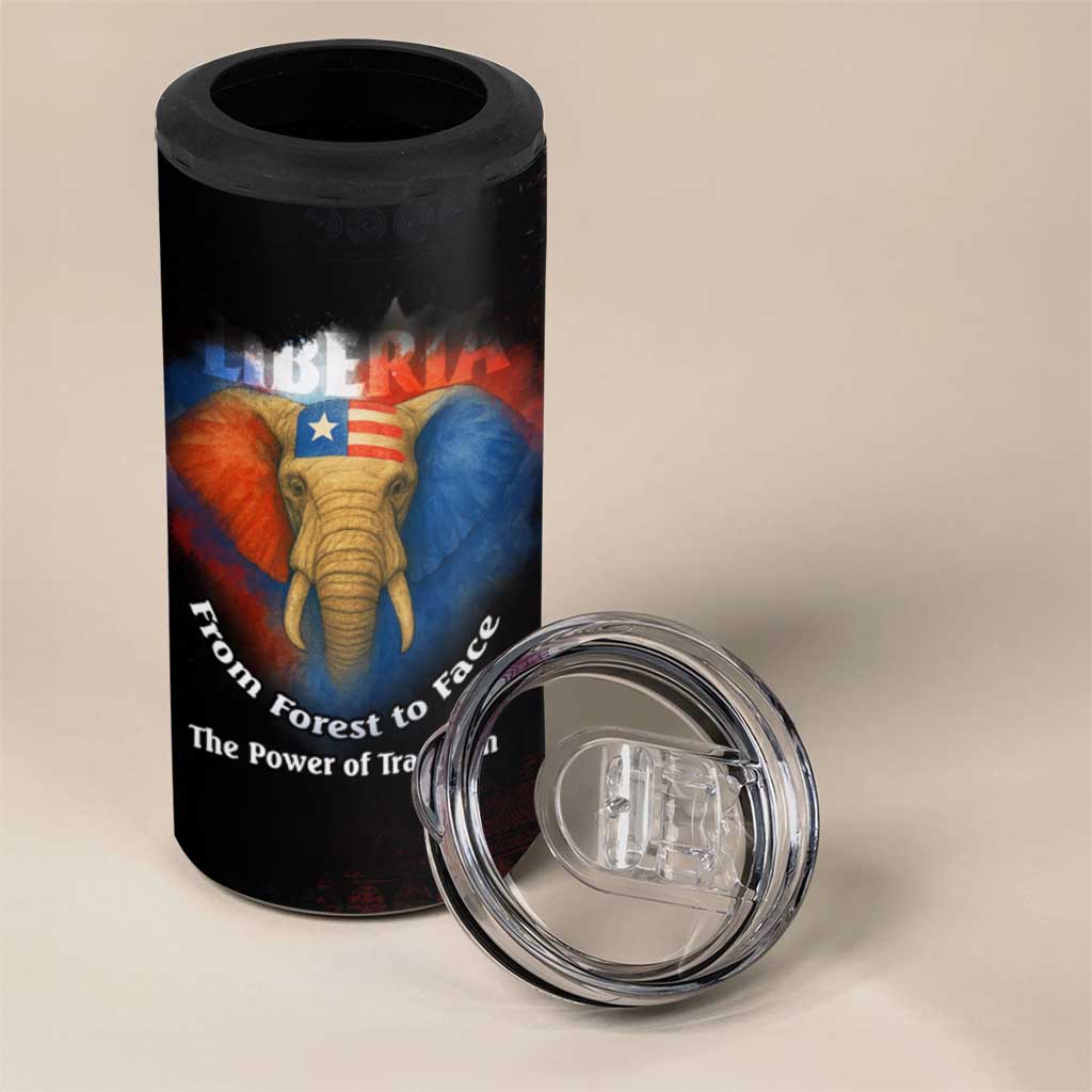 Liberia Elephant Power of Tradition 4 in 1 Can Cooler Tumbler Tribal Red Blue Splash TS04
