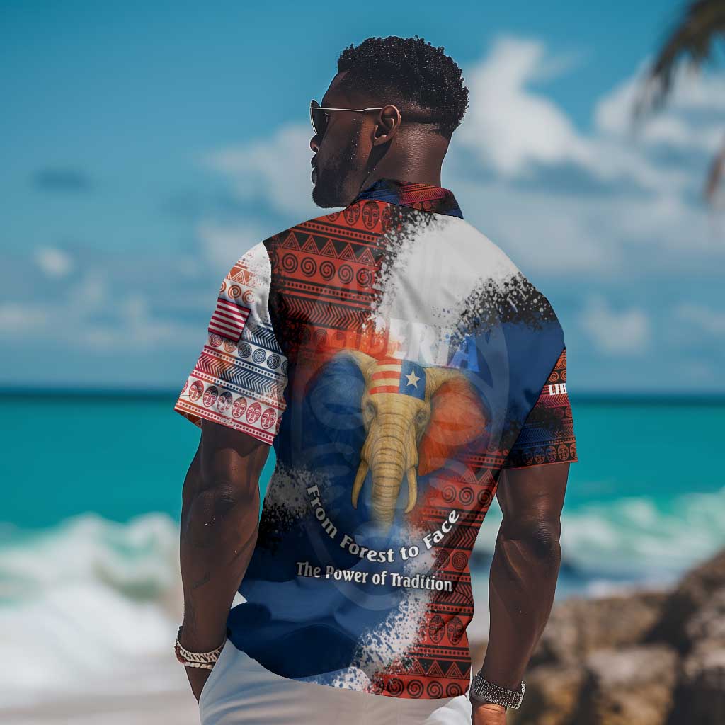 Liberia Elephant Power of Tradition Hawaiian Shirt Tribal Red Blue Splash TS04