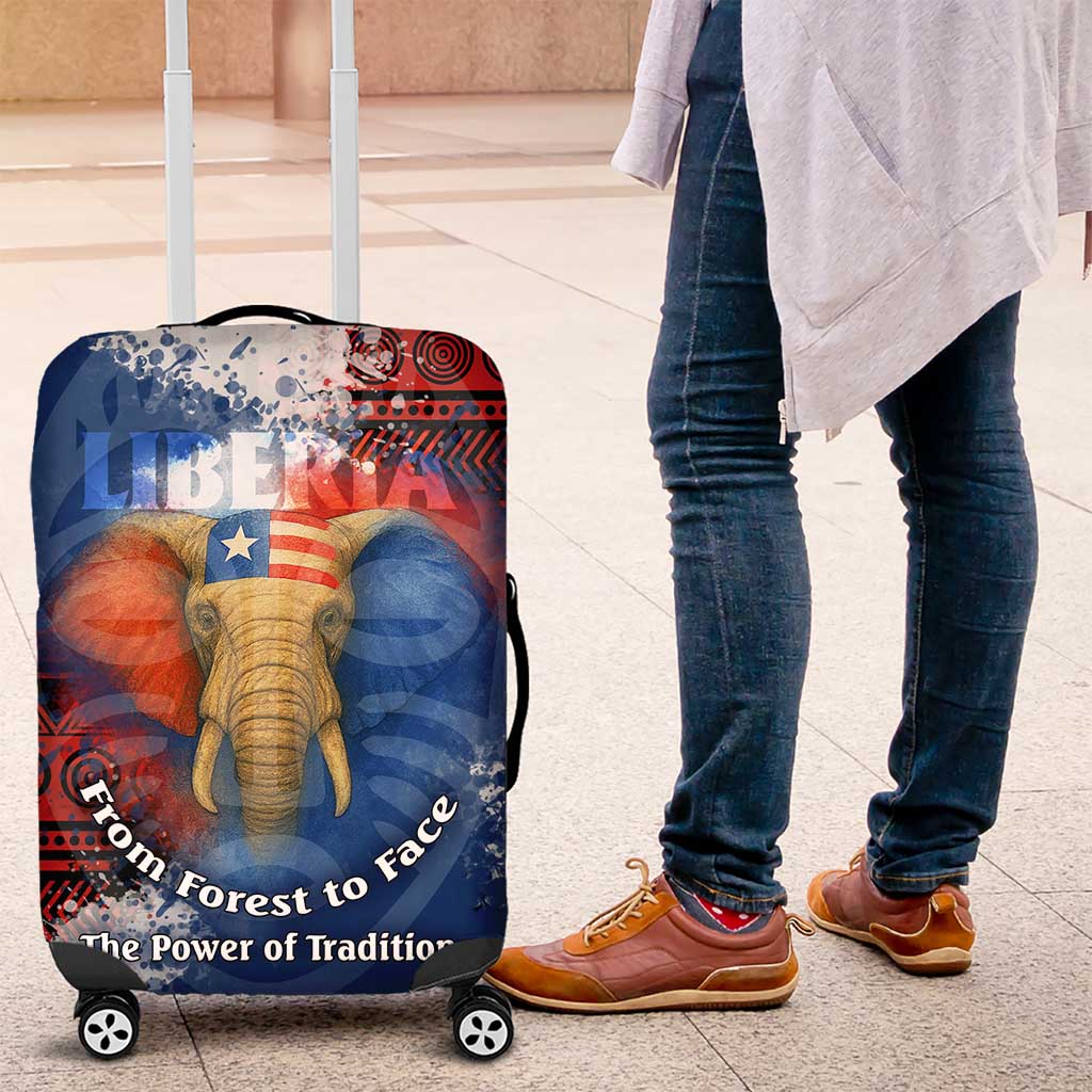Liberia Elephant Power of Tradition Luggage Cover with Tribal Red Blue Splash Pattern TS04