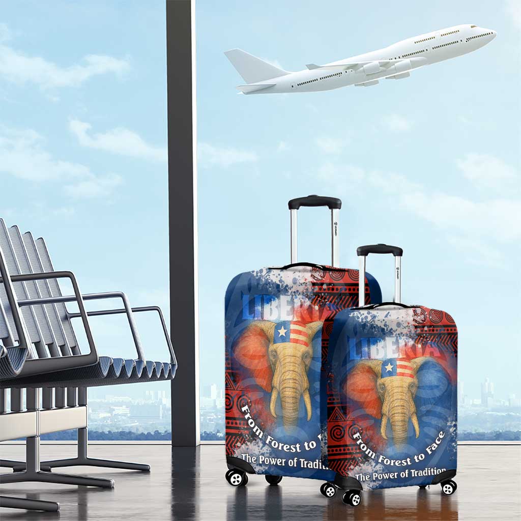 Liberia Elephant Power of Tradition Luggage Cover with Tribal Red Blue Splash Pattern TS04