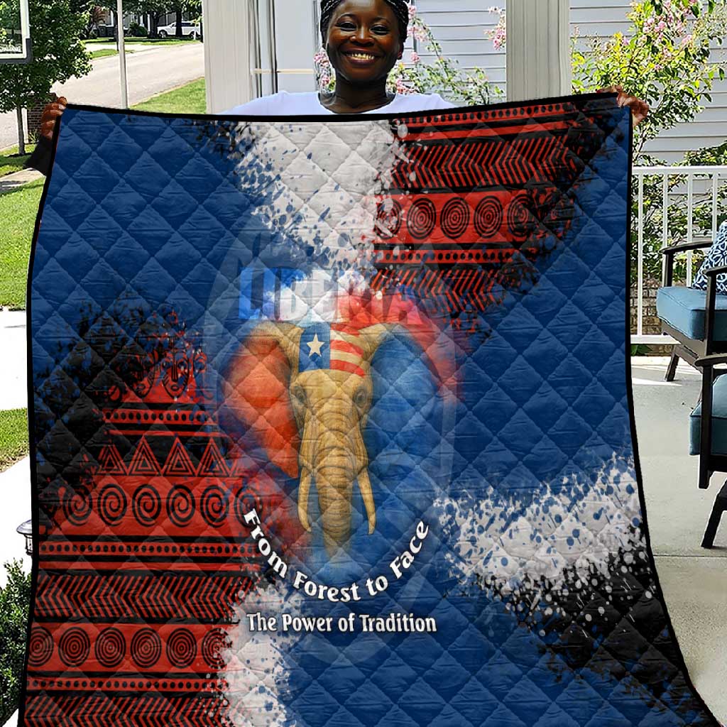 Liberia Elephant Power of Tradition Quilt Tribal Red Blue Splash TS04