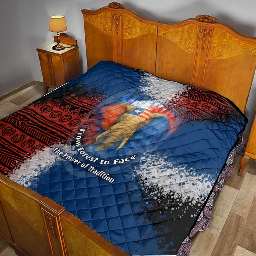 Liberia Elephant Power of Tradition Quilt Tribal Red Blue Splash TS04