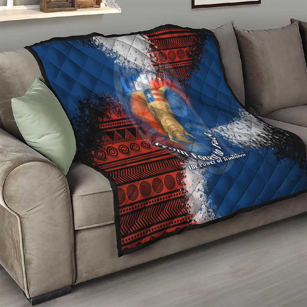 Liberia Elephant Power of Tradition Quilt Tribal Red Blue Splash TS04