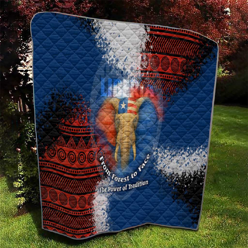 Liberia Elephant Power of Tradition Quilt Tribal Red Blue Splash TS04