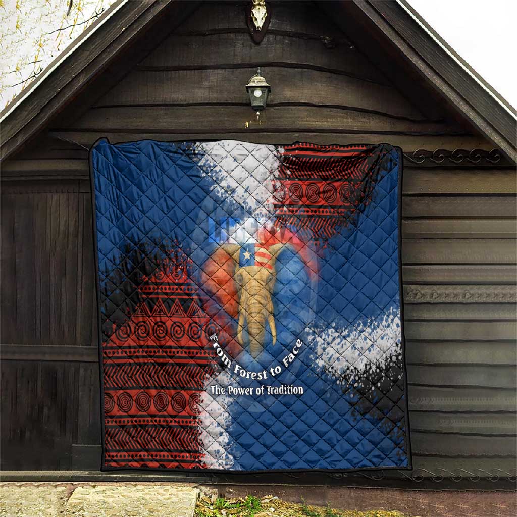 Liberia Elephant Power of Tradition Quilt Tribal Red Blue Splash TS04