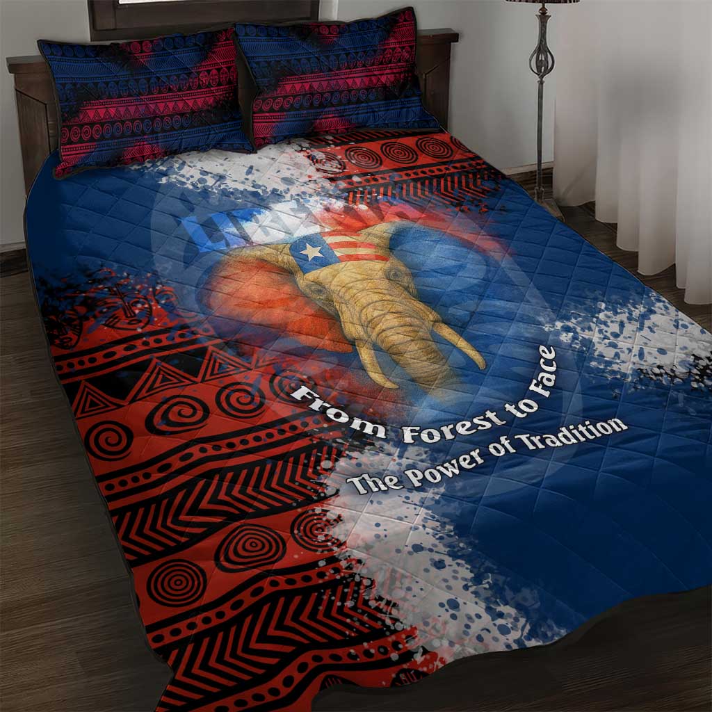 Liberia Elephant Power of Tradition Quilt Bed Set Tribal Red Blue Splash TS04