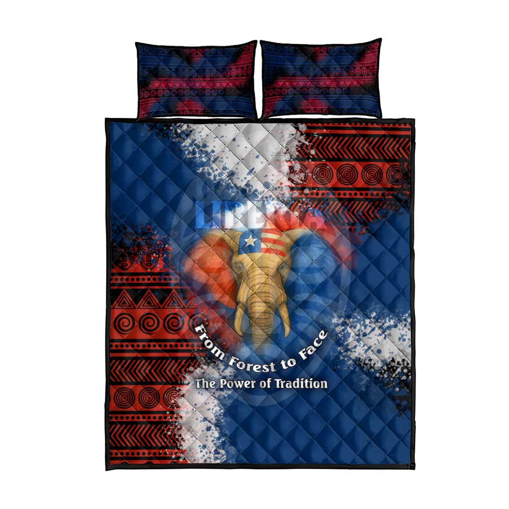 Liberia Elephant Power of Tradition Quilt Bed Set Tribal Red Blue Splash TS04