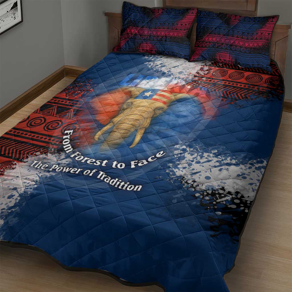Liberia Elephant Power of Tradition Quilt Bed Set Tribal Red Blue Splash TS04