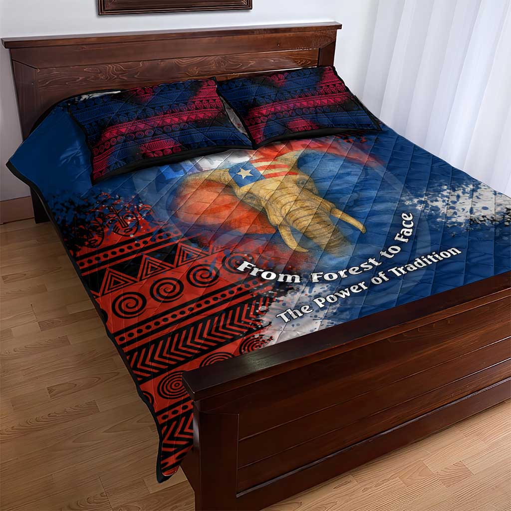 Liberia Elephant Power of Tradition Quilt Bed Set Tribal Red Blue Splash TS04