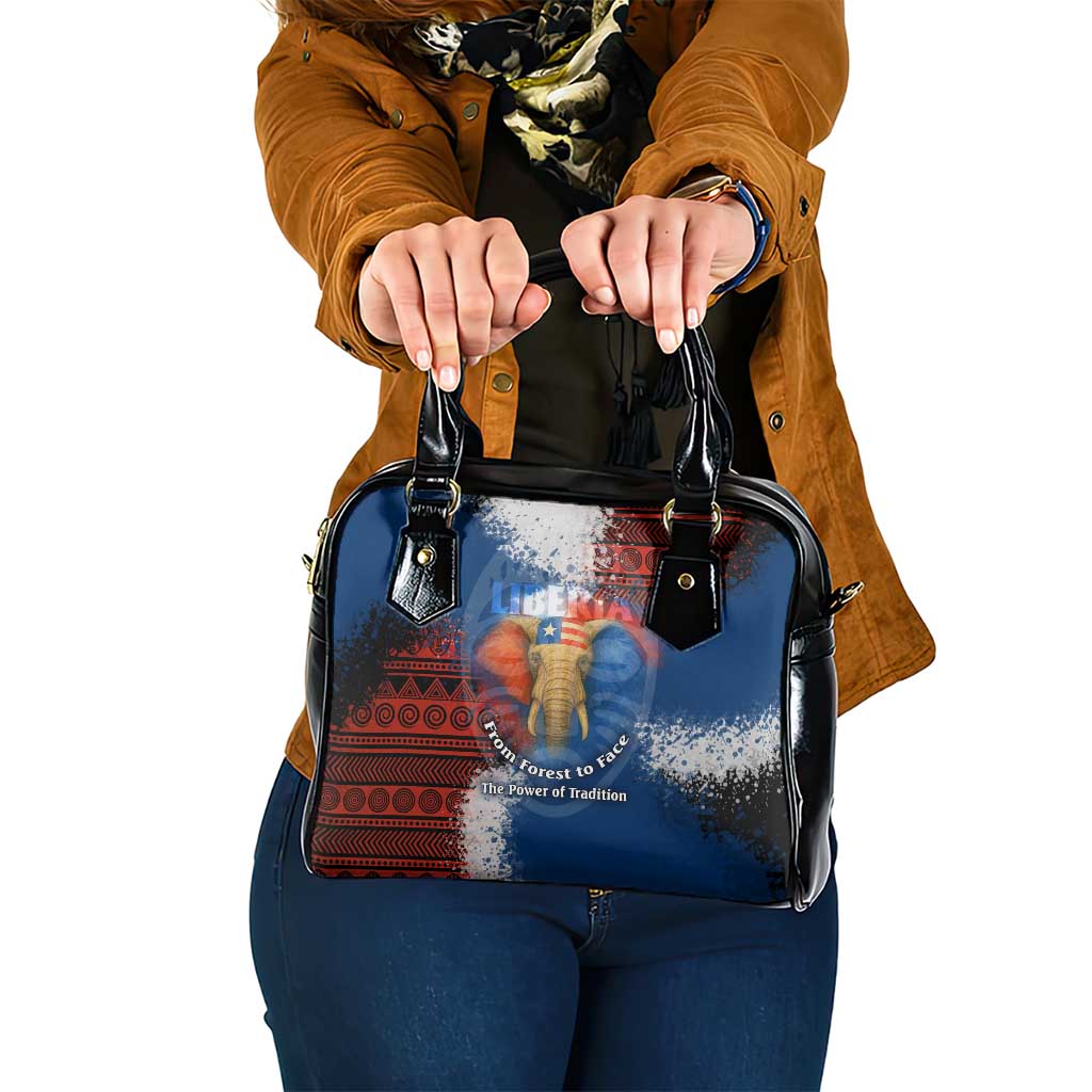 Liberia Elephant Power of Tradition Shoulder Handbag with Tribal Red Blue Splash Pattern TS04