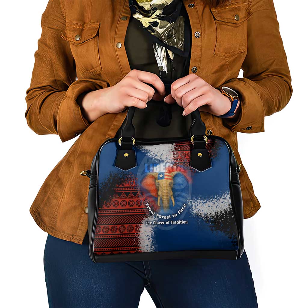 Liberia Elephant Power of Tradition Shoulder Handbag with Tribal Red Blue Splash Pattern TS04