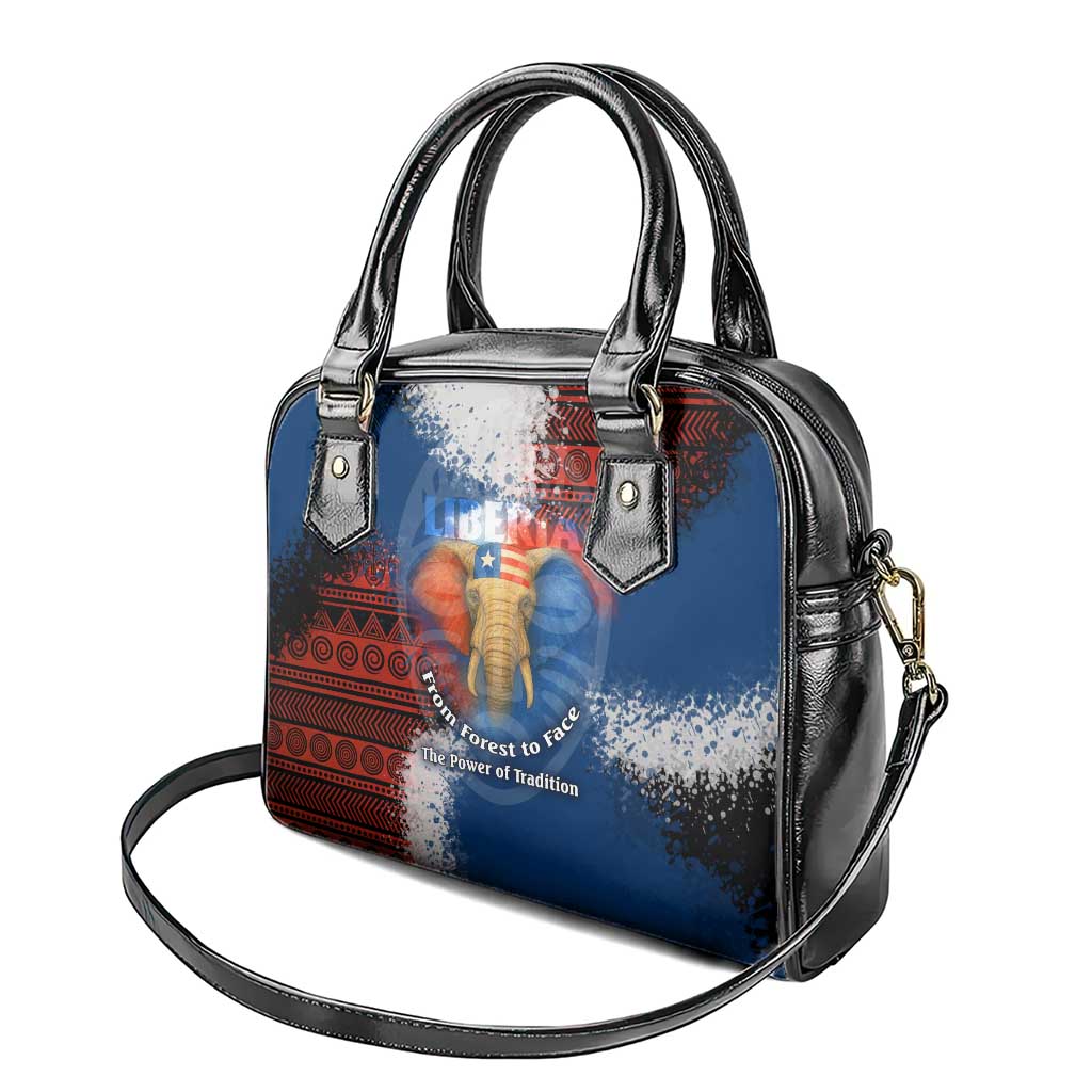 Liberia Elephant Power of Tradition Shoulder Handbag with Tribal Red Blue Splash Pattern TS04