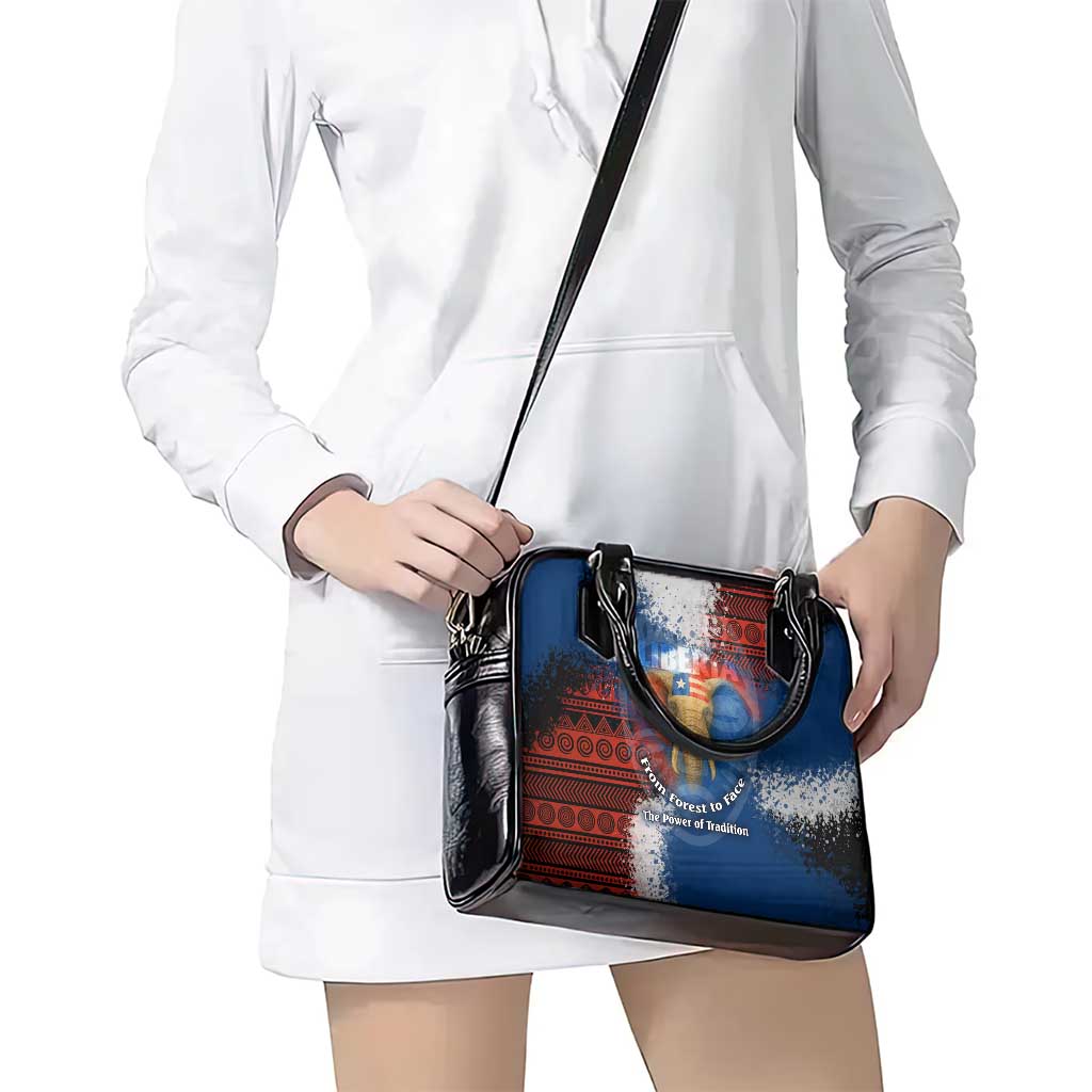 Liberia Elephant Power of Tradition Shoulder Handbag with Tribal Red Blue Splash Pattern TS04