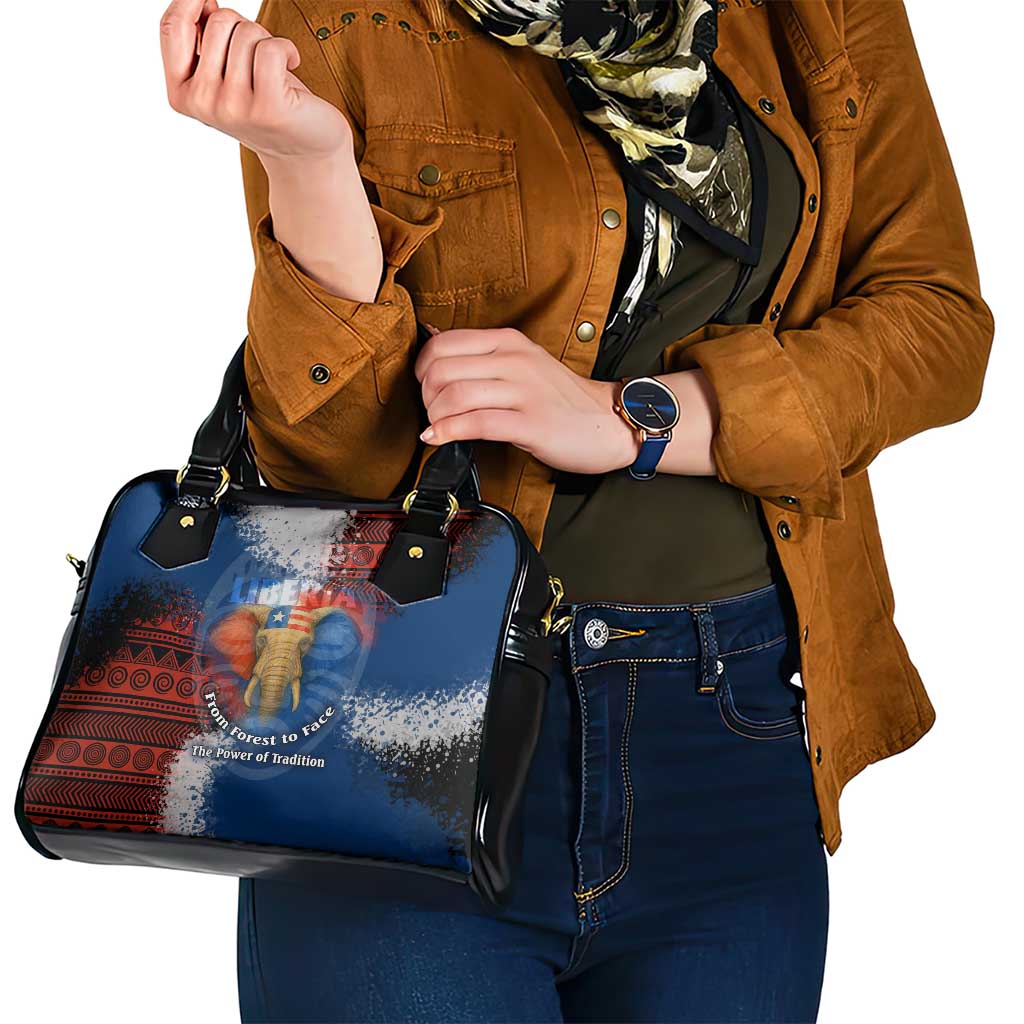 Liberia Elephant Power of Tradition Shoulder Handbag with Tribal Red Blue Splash Pattern TS04