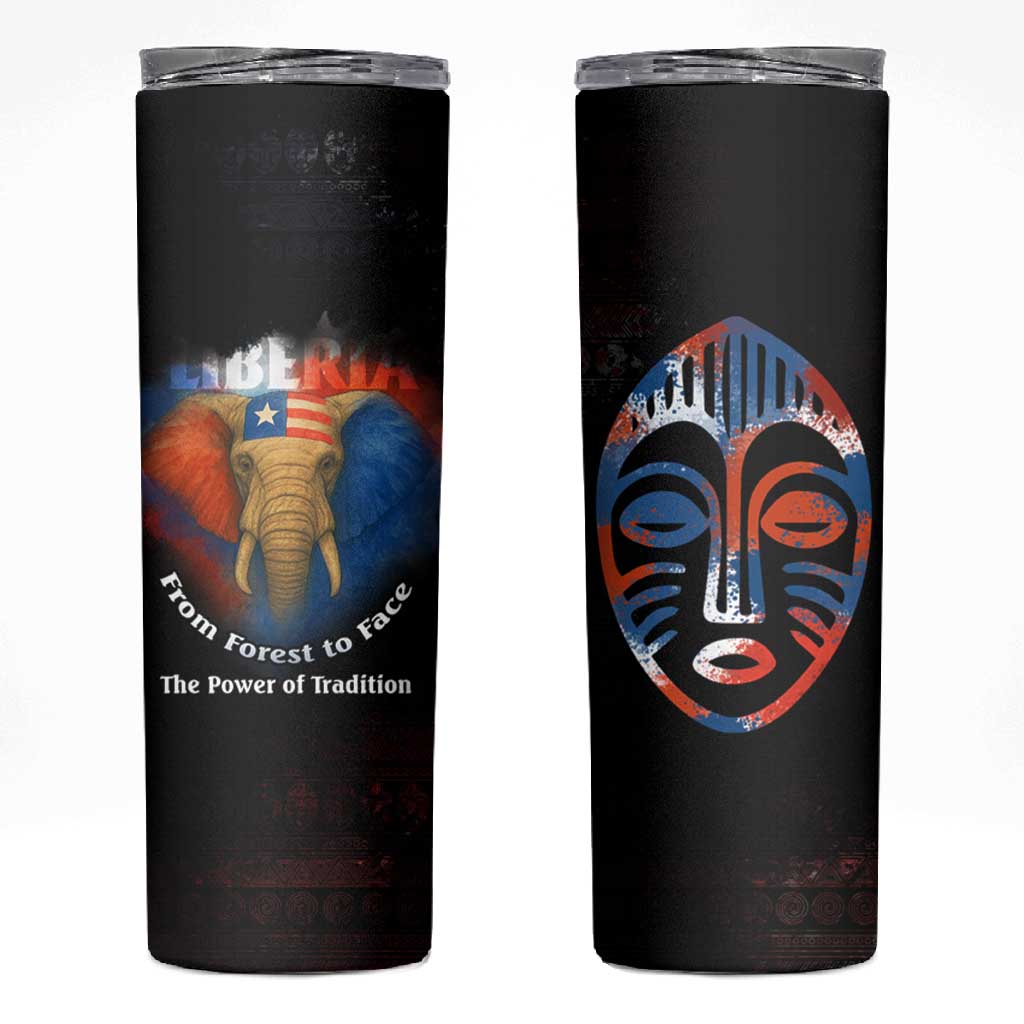 Liberia Elephant Power of Tradition Skinny Tumbler Tribal Red Blue Splash TS04