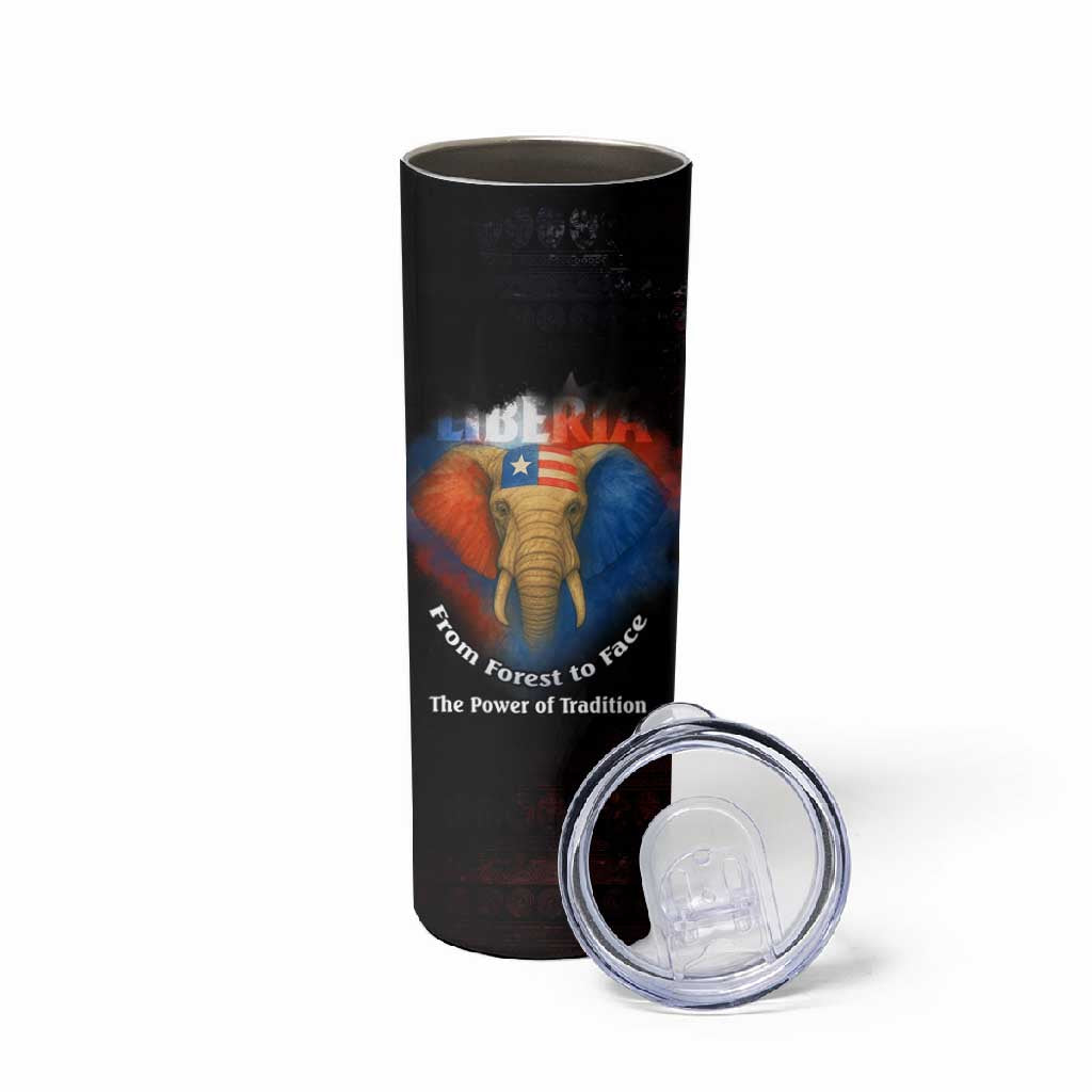 Liberia Elephant Power of Tradition Skinny Tumbler Tribal Red Blue Splash TS04