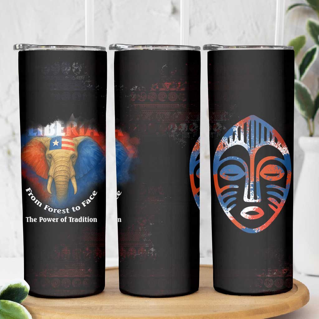 Liberia Elephant Power of Tradition Skinny Tumbler Tribal Red Blue Splash TS04
