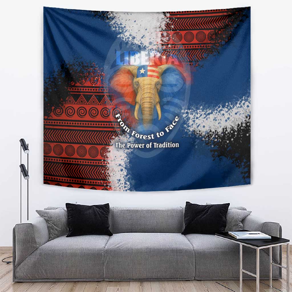Liberia Elephant Power of Tradition Tapestry Tribal Red Blue Splash TS04