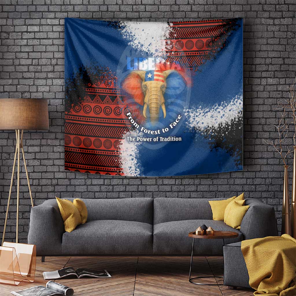 Liberia Elephant Power of Tradition Tapestry Tribal Red Blue Splash TS04