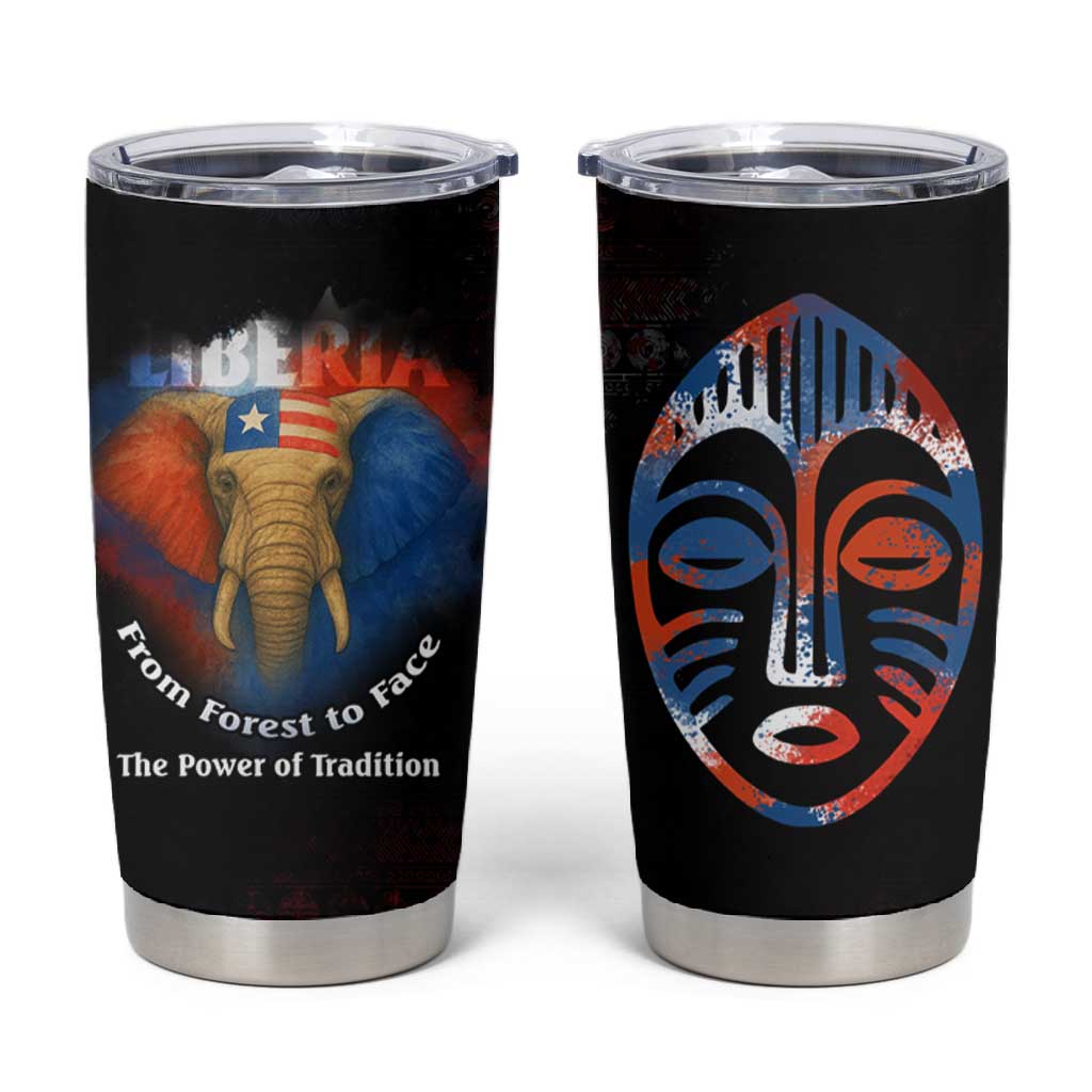 Liberia Elephant Power of Tradition Tumbler Cup Tribal Red Blue Splash TS04