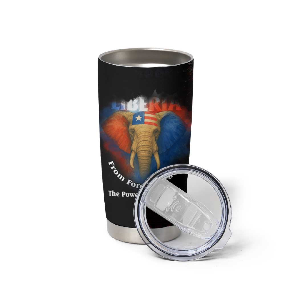 Liberia Elephant Power of Tradition Tumbler Cup Tribal Red Blue Splash TS04
