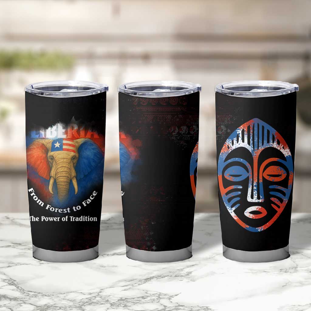 Liberia Elephant Power of Tradition Tumbler Cup Tribal Red Blue Splash TS04