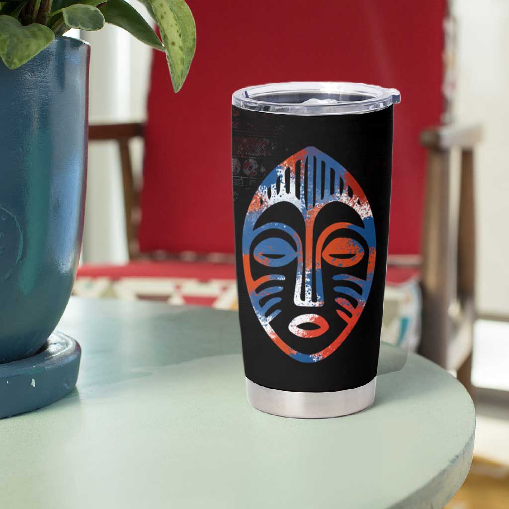 Liberia Elephant Power of Tradition Tumbler Cup Tribal Red Blue Splash TS04