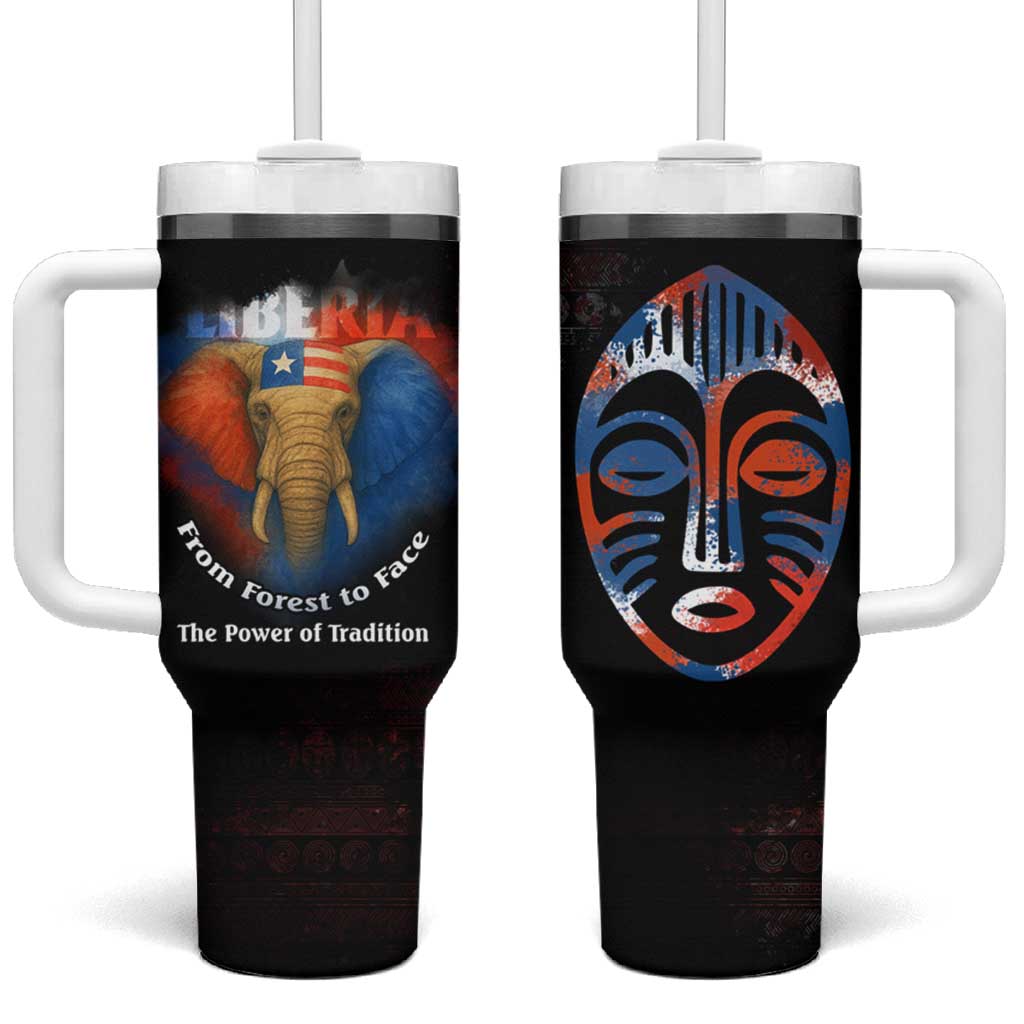 Liberia Elephant Power of Tradition Tumbler With Handle Tribal Red Blue Splash TS04