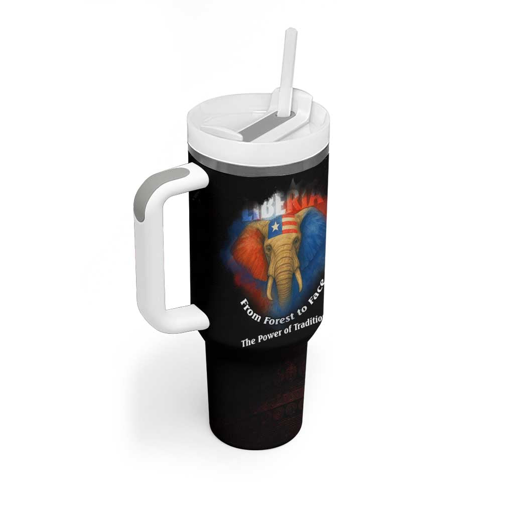 Liberia Elephant Power of Tradition Tumbler With Handle Tribal Red Blue Splash TS04